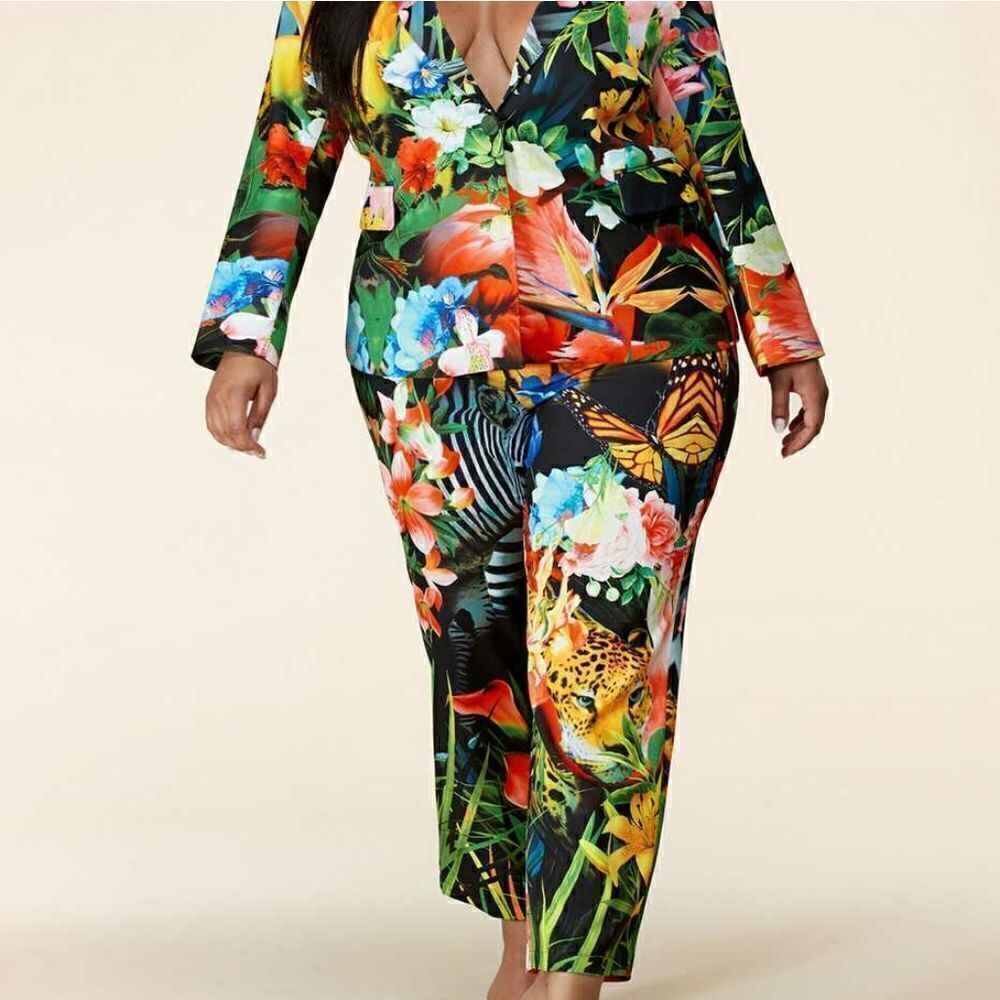 New L’atise Plus Size Forest Print Pantsuit Set - Picture 4 of 11